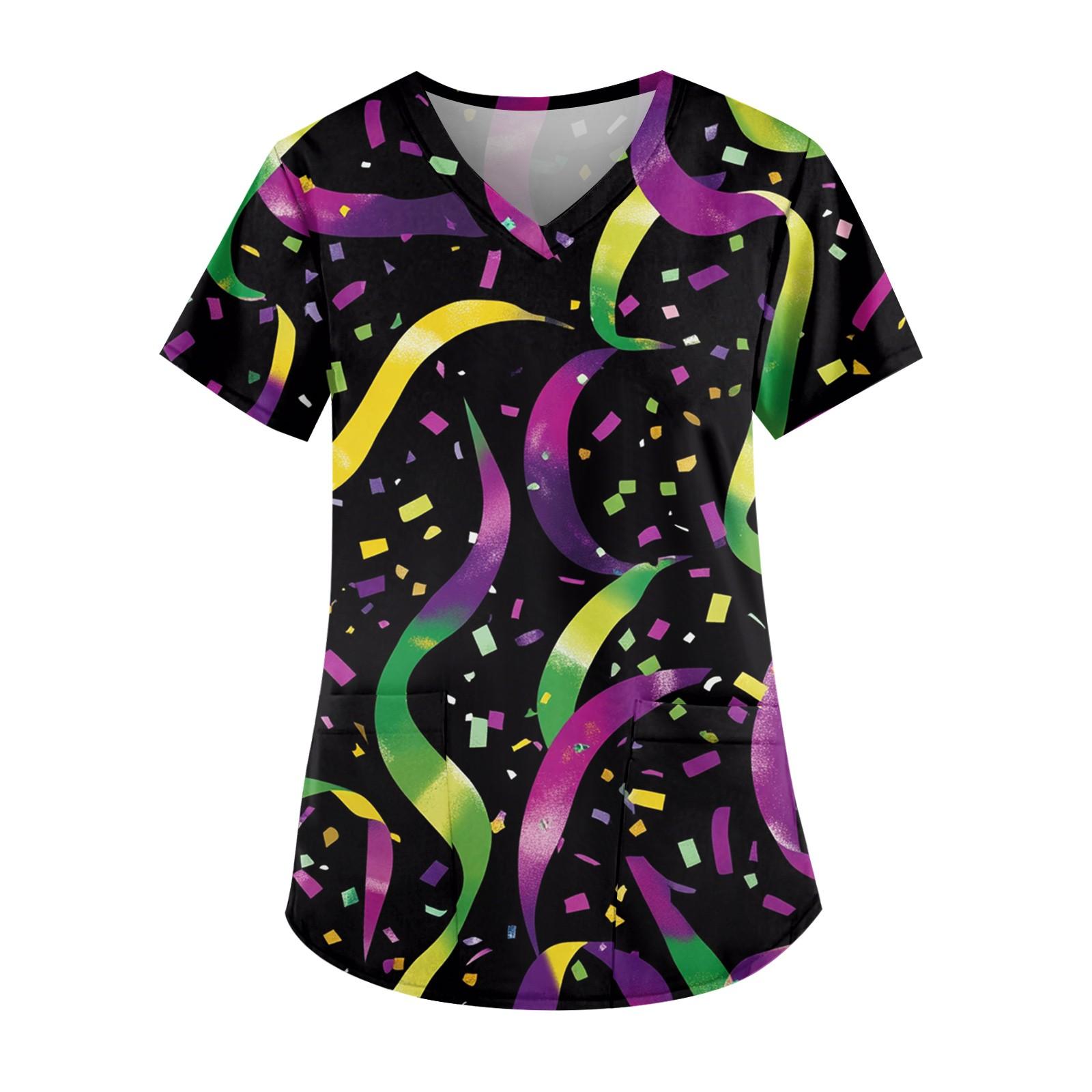 

Женские модные повседневные топы с v-образным вырезом и защитная спецодежда с принтом L темно-фиолетового