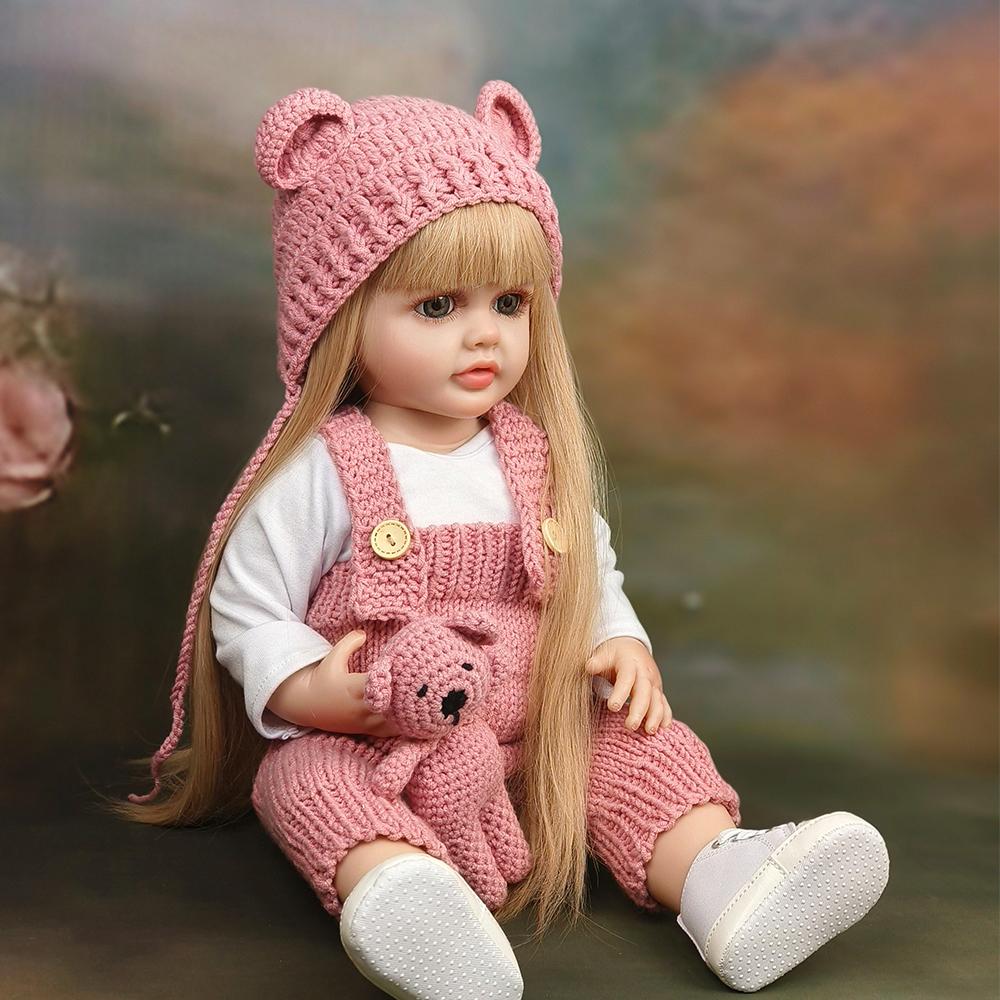 

55 см мягкая силиконовая виниловая игрушка для всего тела, кукла Reborn для маленьких девочек, Бетти, реалистичный парик для новорожденного, подарки для детей, игрушки 55cm