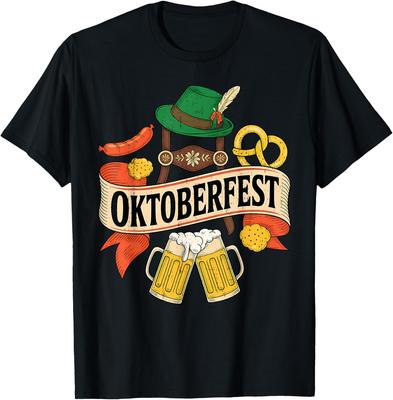 Oktoberfest Pretzel Sausage Bavarian Hat Humor Unisex Tshirt