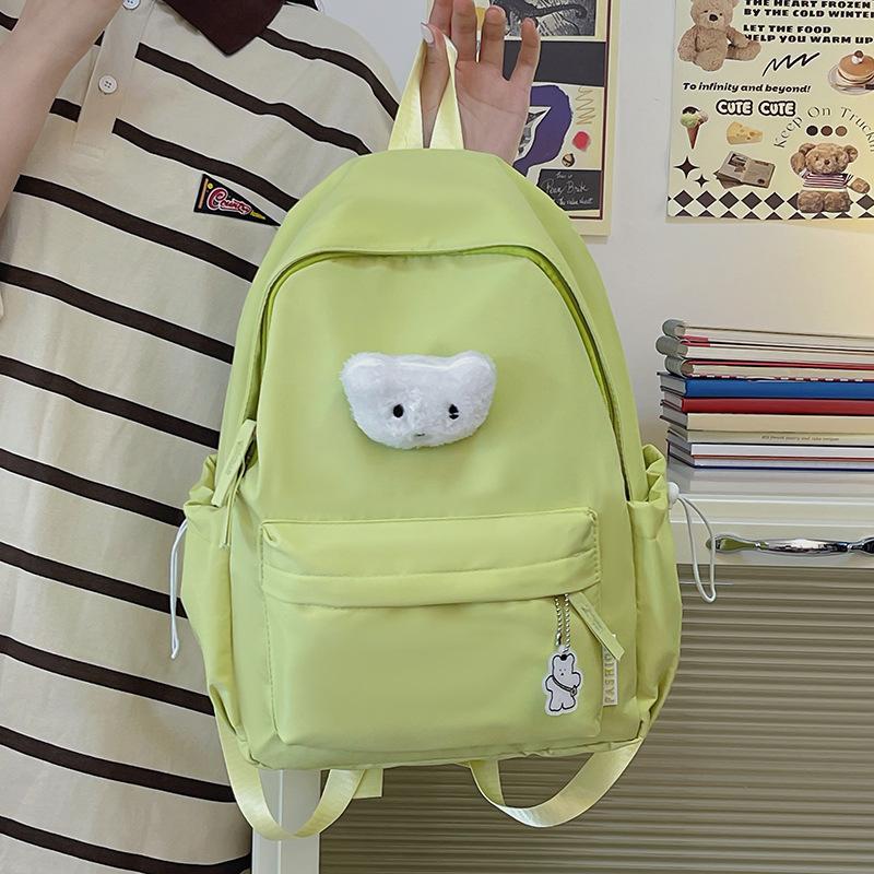 Schoolbag female college student Japanese minimalist style solid color light backpack Mori soft sister college middle school student backpack