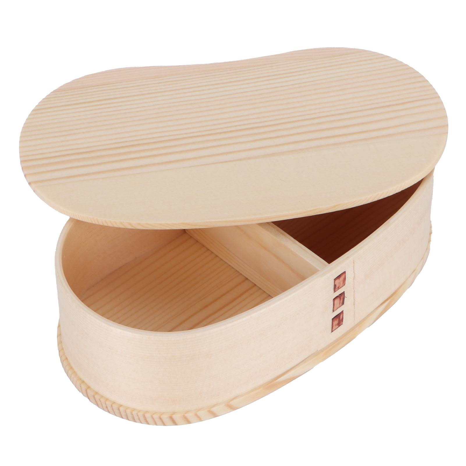 Portable Lunch Box Set Japanese Wooden Food Storage Container for Home Picnic 17x9cm