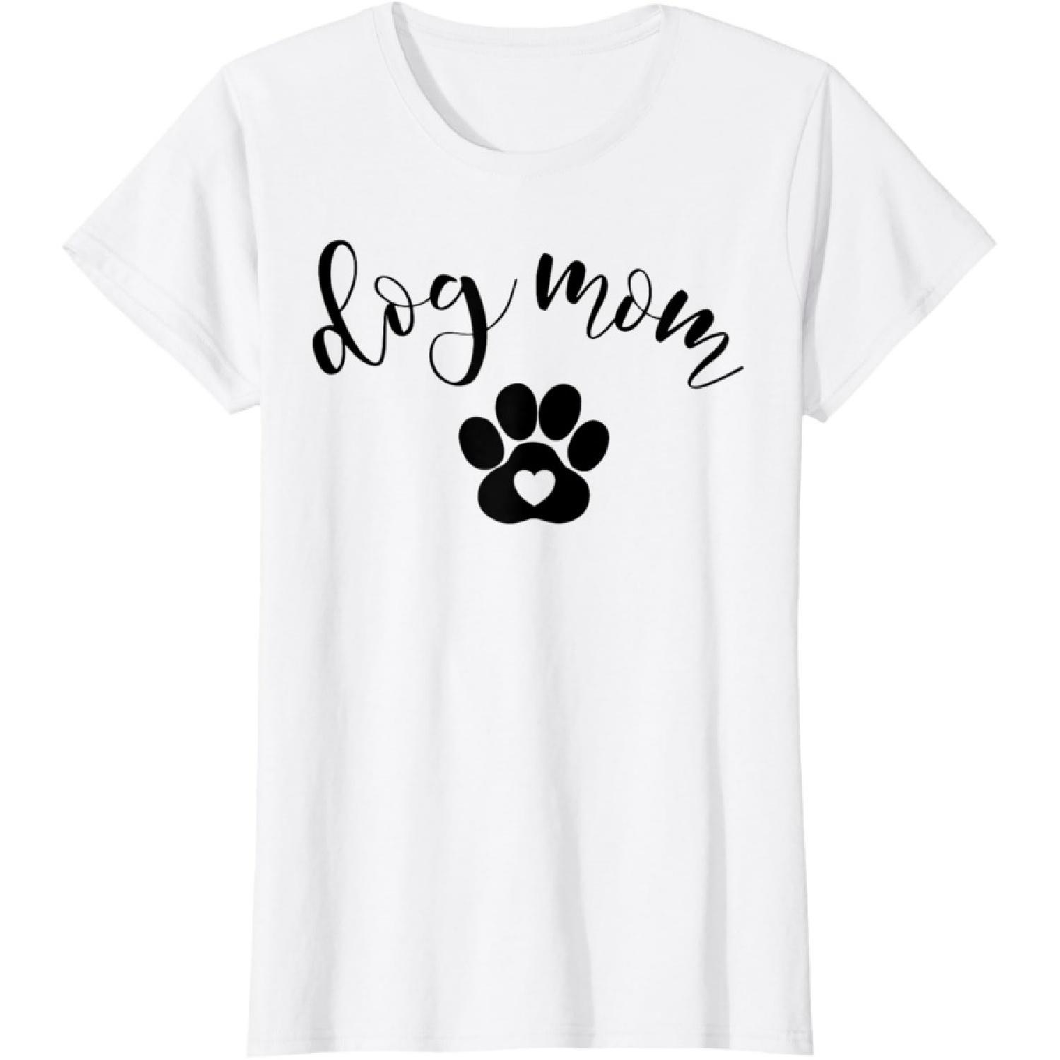 Dog Mom Gifts for Women Graphic Tee - Cute Puppy Paw Print T-Shirt S