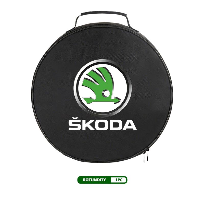 AES1 For Skoda Oxford Cloth Car Charge Cable Case Organiser Waterproof Charging Gun Storage Bag Kamiq Karoq Octavia 2 3 Rapid Scala