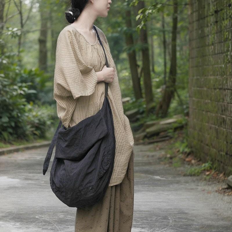 Johnature Women Vintage Bat Sleeve T-Shirts Striped Summer O-Neck Loose Soft Female T-Shirts