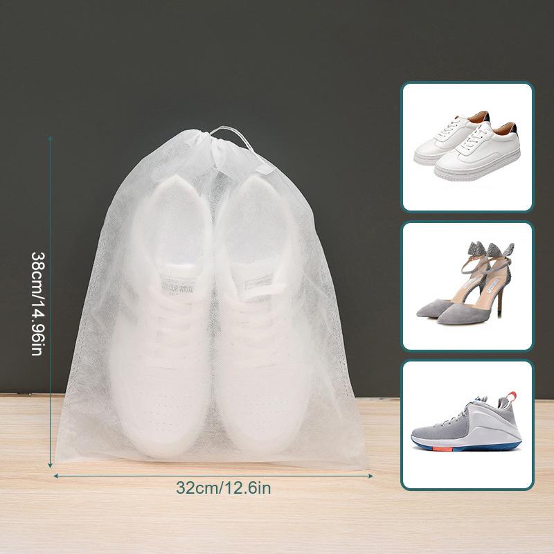

50 шт. в наборе чехлы для обуви из нетканого пылезащитного материала с завязками, прозрачные сумки для хранения, дорожные сумки для обуви, сушилки для обуви, защита M
