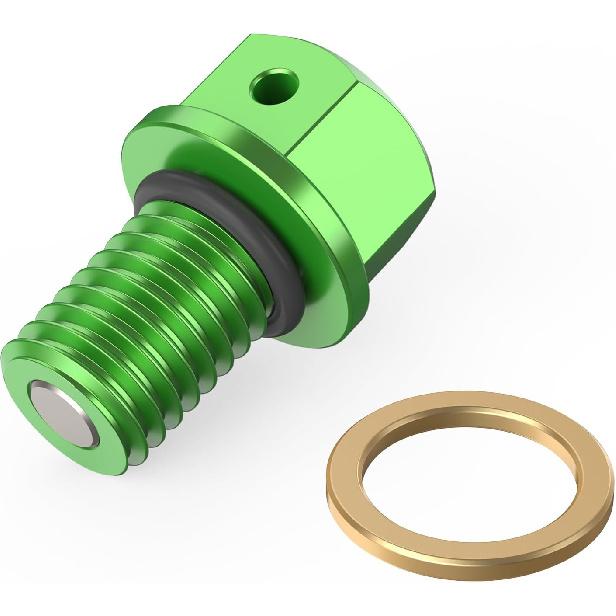 

NICECNC Green M10 x 1.5 Magnetic Oil Drain Plug Screw Cap Compatible with Kawasaki NINJA250SL 2015 KLX300R 2020 KX250 1996-2008 KX125 1996-2008