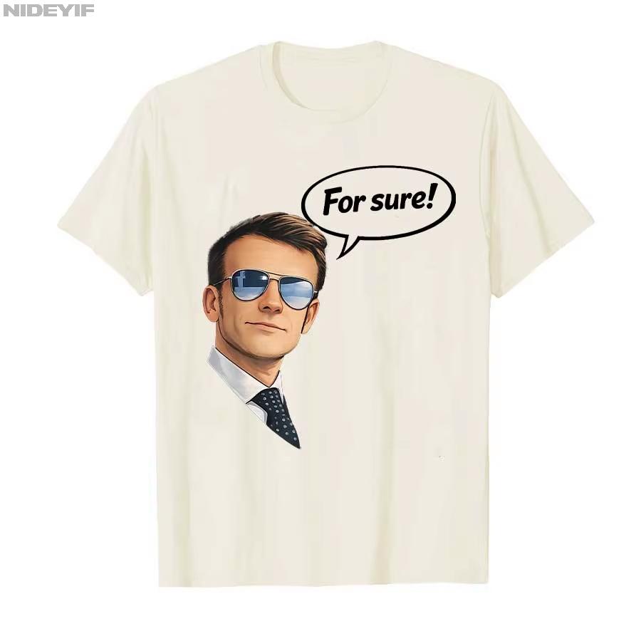 Funny for Sure Macron Glasses Meme Tshirt For Unisex Women Cotton T Shirts Short Sleeve Tops Oversized T Shirt Kawaii