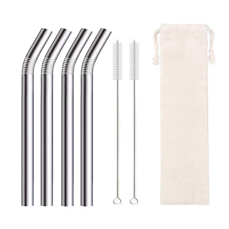 Pailles à smoothie en acier inoxydable 304 de 12 mm de large, pailles réutilisables en métal pour milkshake Boba Bubble Tea, ensemble de pailles courbées