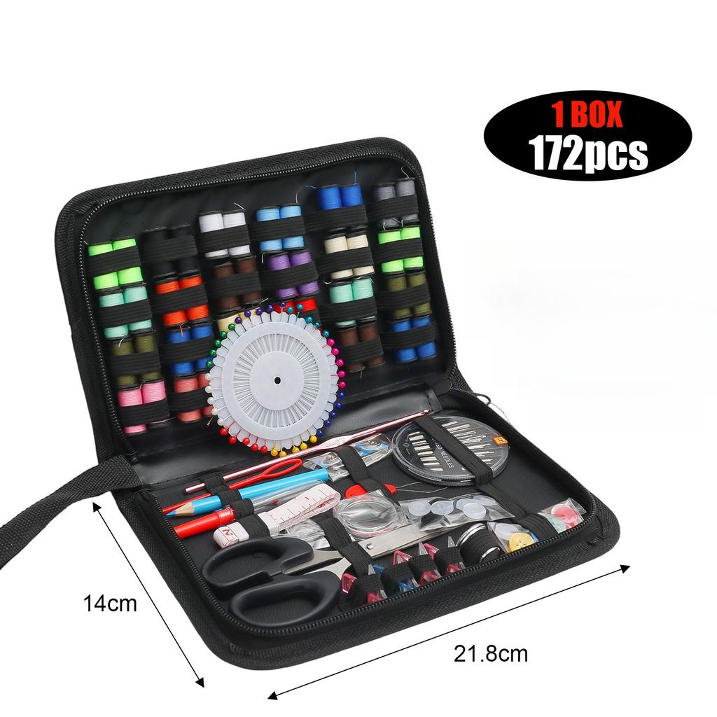 172/27PCS Complete DIY Sewing Kit Threads Needles Scissors Buttons Tape Measure Compact Hand Embroidery Mending Travel Tool Set