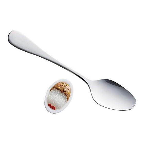 Takahashi Metal Curry Spoon and Spoon Rest Set, Silver, Dishwasher Safe