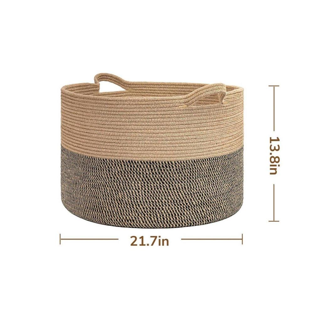 Cesta de Cuerda para Ropa de Gran Capacidad Cesta de Lavandería Tejida con Asas Cesta de Almacenamiento de Cuerda