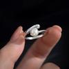 925 Sølvbelagt Perle Åpen Ring - Elegant Luksus for Kvinner