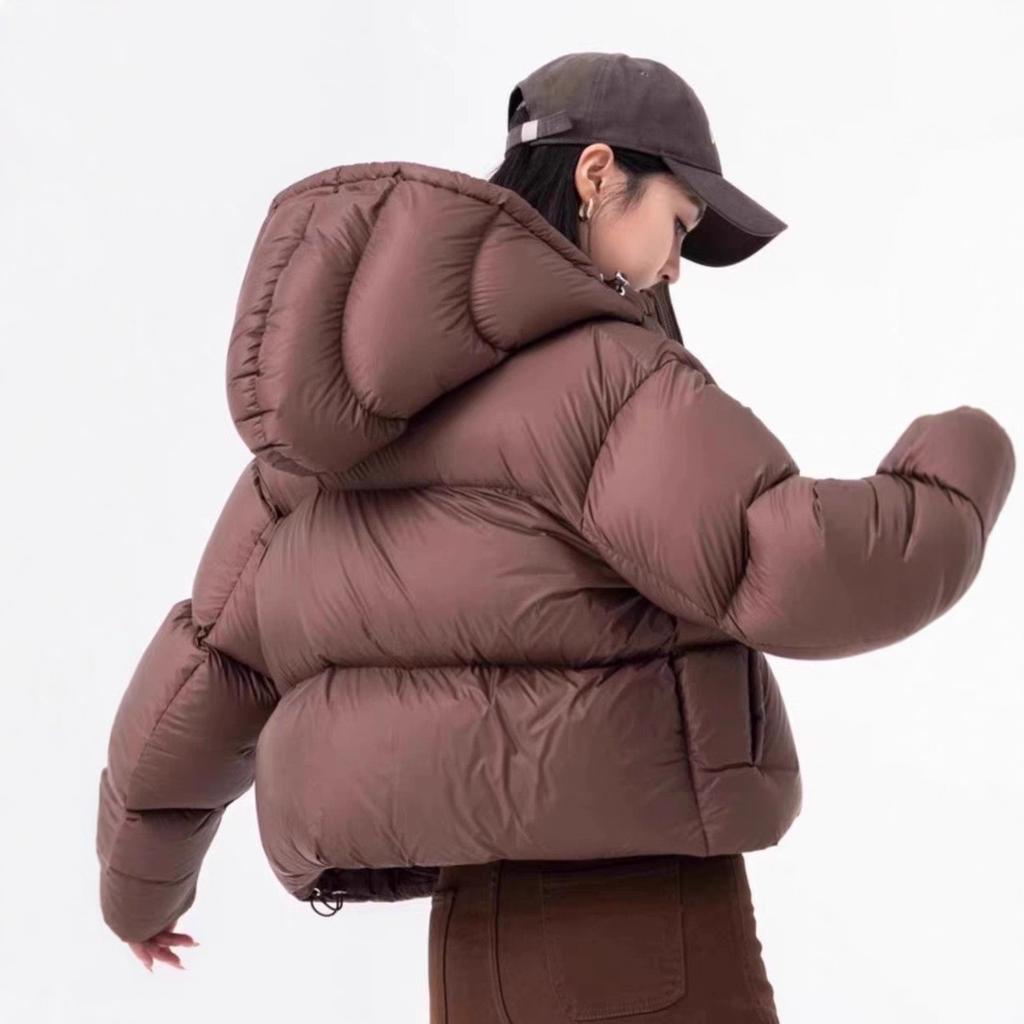 Winter new Kendou style small down jacket women's short hooded loose thickened bread jacket white duck down jacket