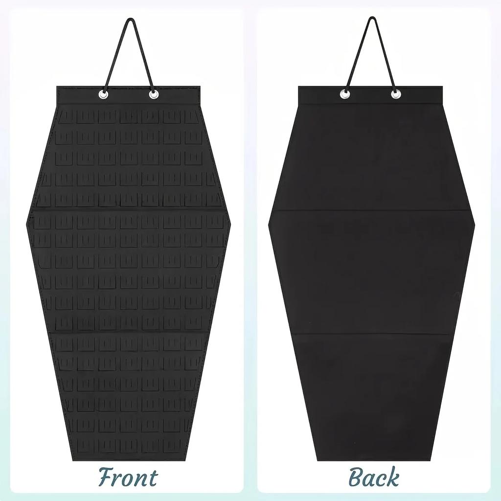 1pc Stylish Rhombus Felt Jewelry Hanging Organizer - Black Multi-Compartment Display Pouch - Home Storage & Retail Showcase