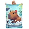Trembling Capybara Flannel Blanket Winter  Soft Durable Throw Blanket for Kids Couch Bed Funny Bedspread Sofa Bed Cover