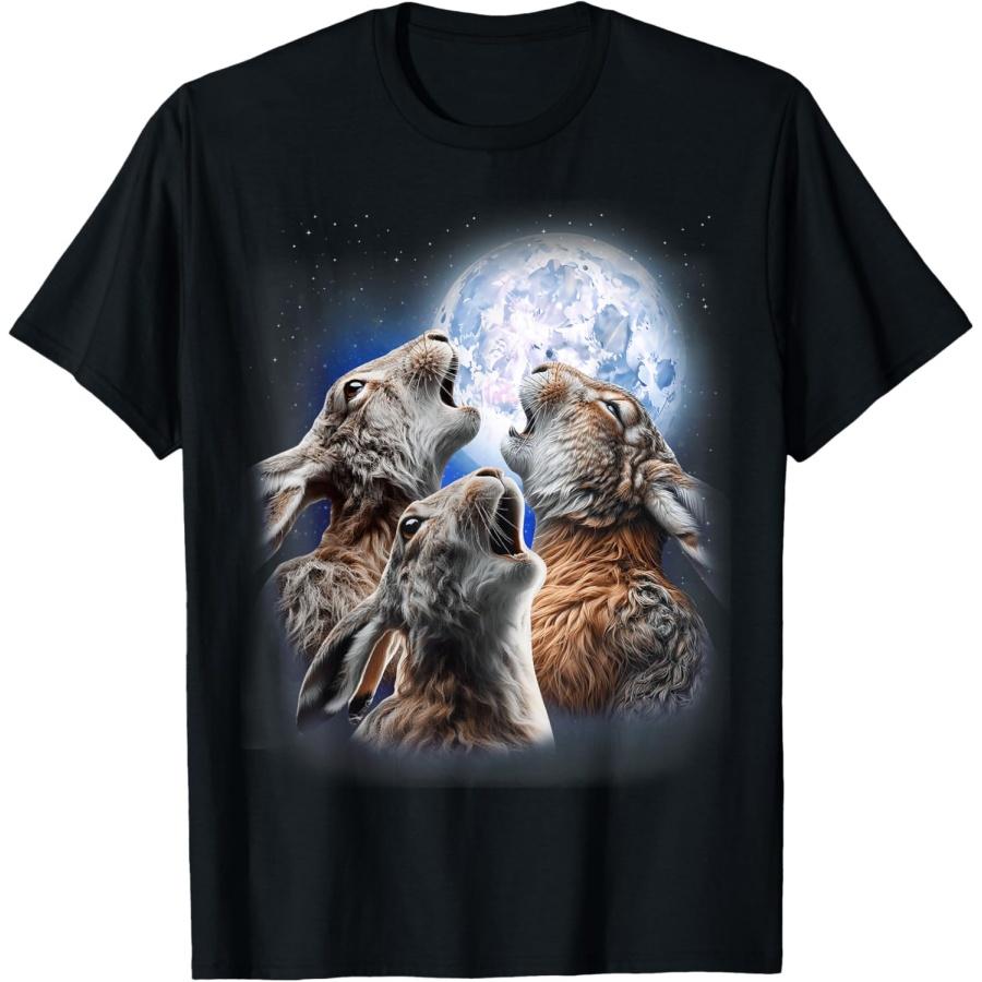 3 Зайца Воют На Луну Смешной Заяц Кролик Зайчонок Любитель Футболка XXXXXL чёрный