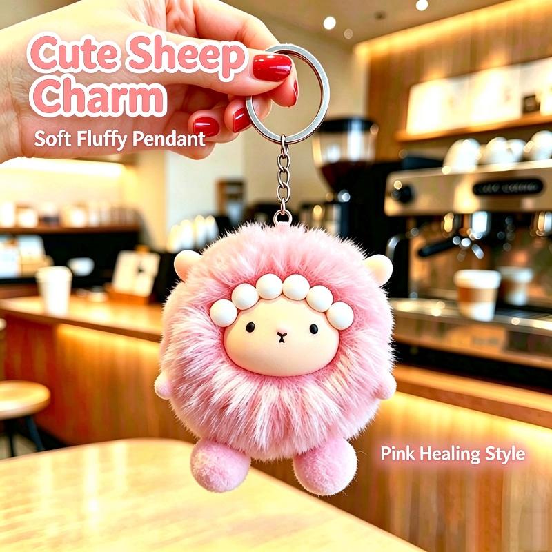 Cute Fluffy Sheep Plush Keychain Soft Fuzzy Material Perfect For Backpack Decoration Birthday Gifts For Kids And Adults