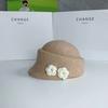 Ambience camel wool knitted flower equestrian hat autumn and winter niche face newsboy hat cap