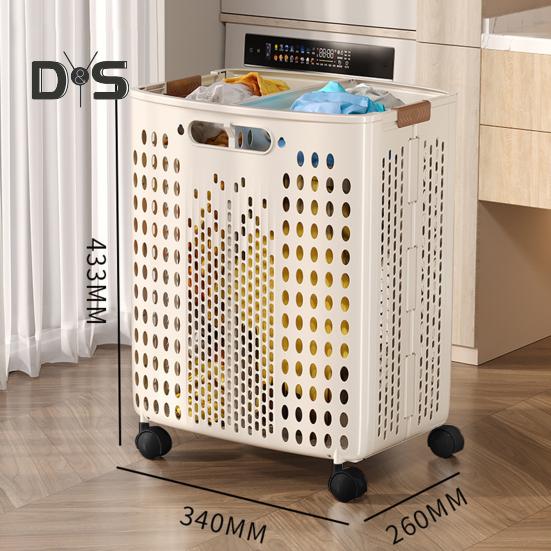 Wäschekorb mit Rädern, großes Fassungsvermögen, faltbares Design, Aufbewahrungskorb mit Rädern und Griff