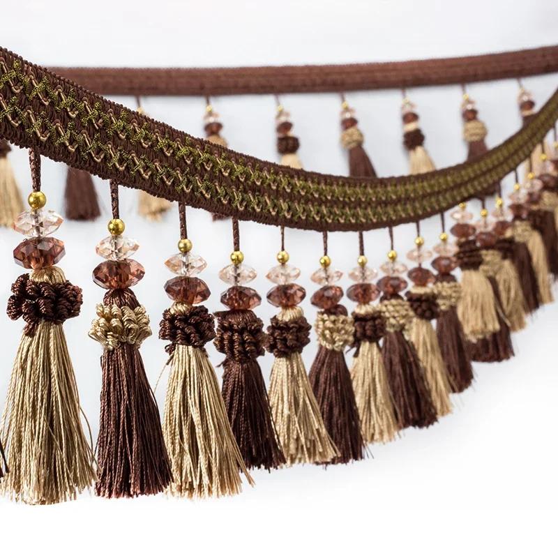 Lace Tassel Fringe Trim with Crystal Embellishment 1-5M Ribbon for Sewing Curtains Cushions Upholstery Diy Craft Decoration