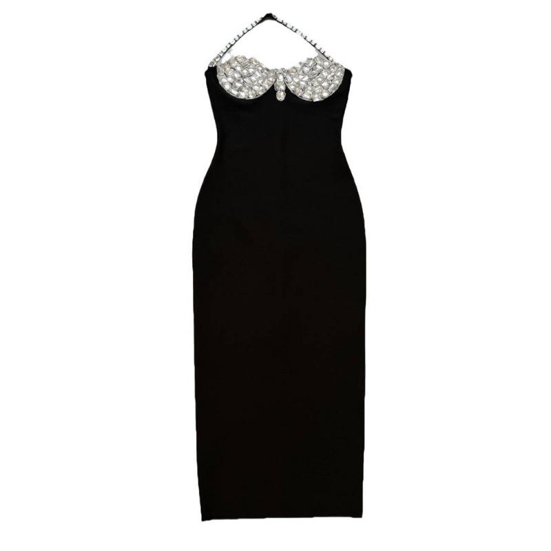 New Dresses, Halternecks, Rhinestone Dresses, Elegant Bandage Skirts, Celebrity Party Long Dresses