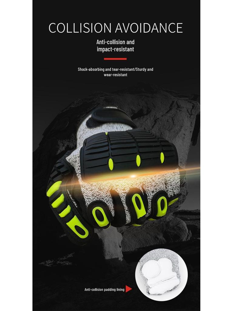 Level 5 Cut-Resistant Shock-Absorbing Anti-Impact HPPE Gloves for Petroleum, Mining, and Construction