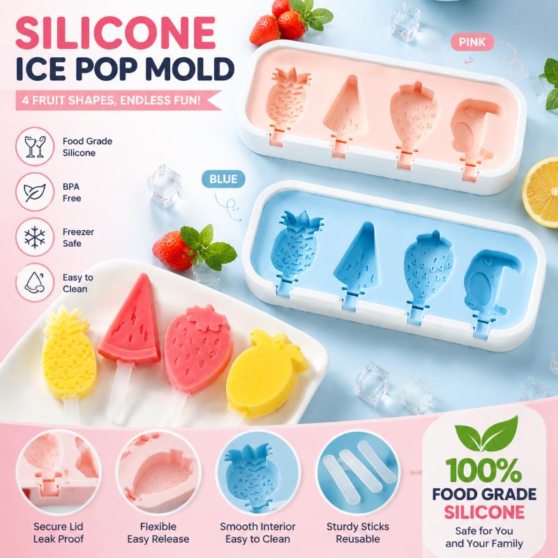 Food Grade Silicone Popsicle Molds Cute Fun Shapes Non Stick Design For Homemade Summer Treats For Kids Family