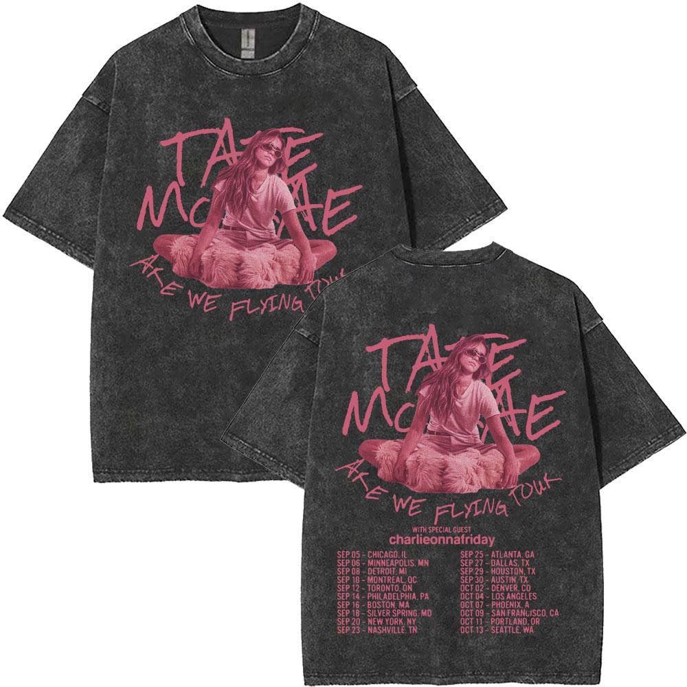 Washed Singer Tate Mcrae Album So Close To What Miss Possessive  World Tour T Shirts Men Women Fashion Oversized Tshirts