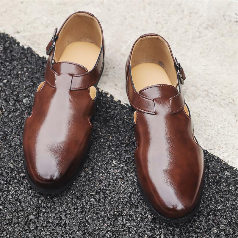 Classic Brand Massage Sole Men's Loafers Soft Sole Lightweight Summer Hollow Out Men's Sandals Business Leather Casual Shoes