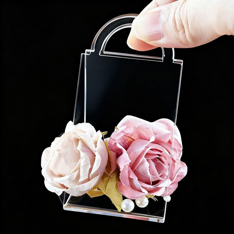40 Pcs Transparent Wedding Hand Gift Box Wedding Luxury Acrylic Present Box Valentine's Day Gift Boxes Chocolate Flower Basket