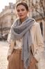 Gray Cotton Shawl with Embroidery - 180x90 , Boho Style and Everyday Comfort