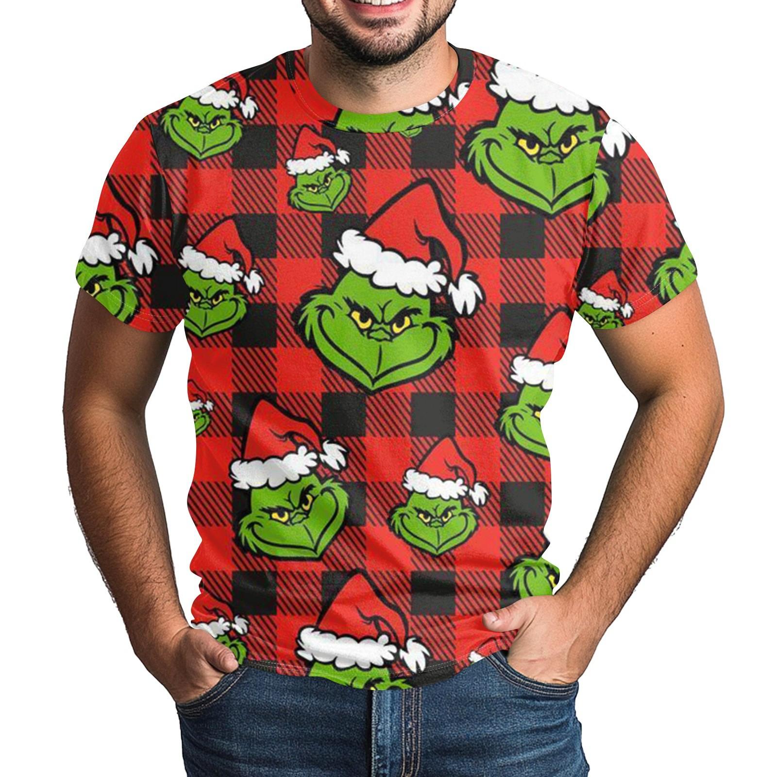 

Різдвяна доросла мила різдвяна футболка з круглим вирізом і смішним принтом із коротким рукавом XL кавун червоний колір