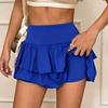 Damen mehrlagiger High-Waist Minirock für Sport und Freizeit, einfarbig, Basic-Stil mit integrierter Innenhose