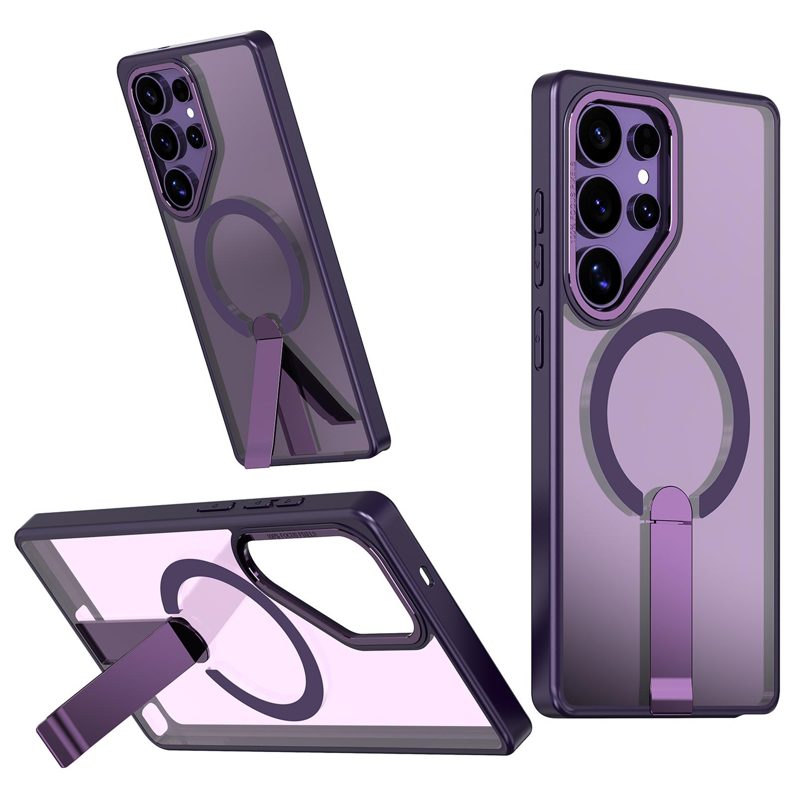 

For Samsung Galaxy S25 Ultra Case Compatible with MagSafe Kickstand TPU+Acrylic Phone Cover Dark Purple