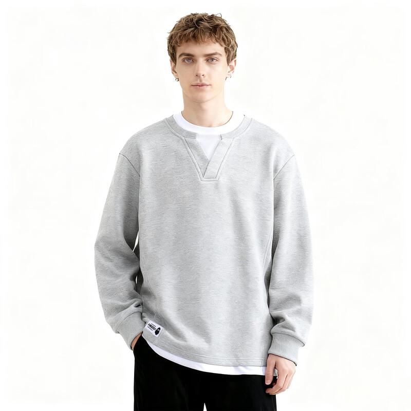 Fingercroxxit Men's 2025 Faux Two-Piece Colorblock Crewneck Sweatshirt