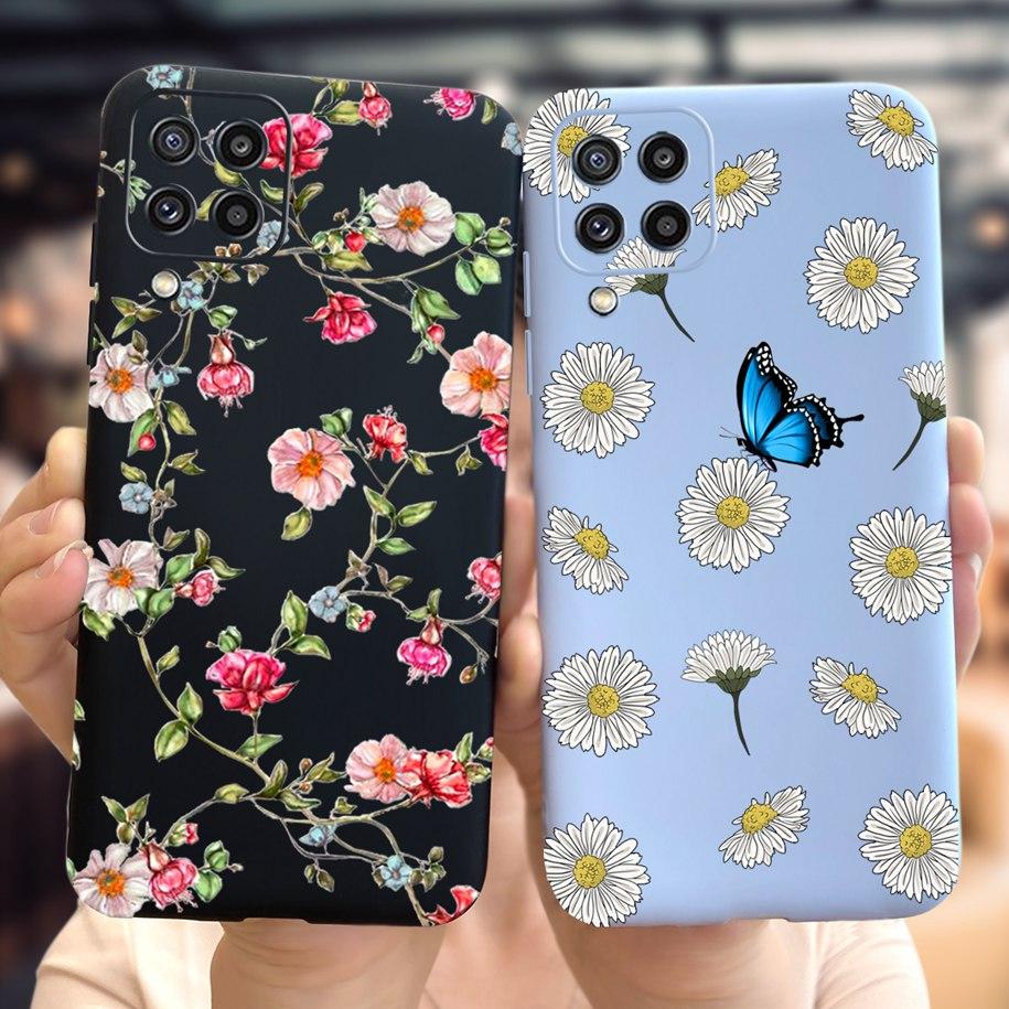 For Samsung M32 Case Silicon Back Cover Flower Phone Case For Samsung Galaxy M32 M12 M42 M52 A12 A22 A32 A42 A52 A72 5G Soft Bag