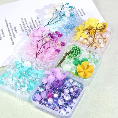 Artistic Dried Floral Arrangement In Resin Featuring Natural Stones And Pearls Lightweight Decorative Accent