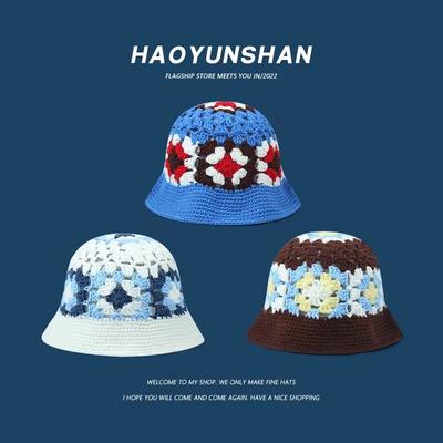 Women Panama 2022 Fashion Brand Sun Hats Pure Cotton Summer Hat Foldable Sun Cap Hollow Crochet Knitting Multicolor Bucket Hat