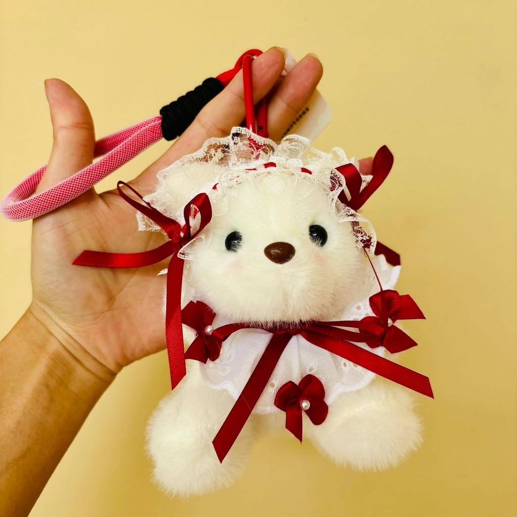 Cute Lace Bow Decoration Cartoon Plush Bear Doll Pendant Children Toy Gift For