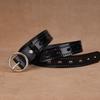 Womens Genuine Leather Belt With Cutout Design Slim Waistband Jeans Black Coffee Color Alloy Buckle 2-4cm Width