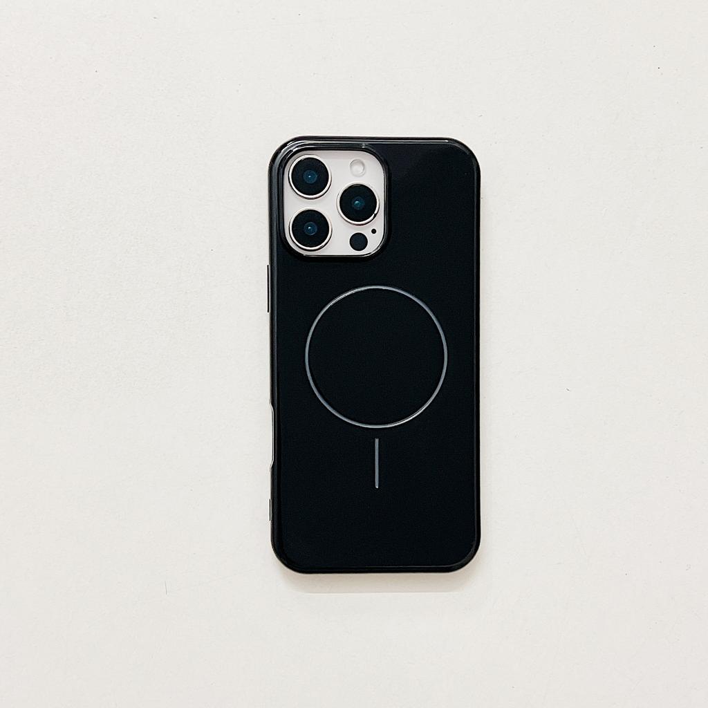 Suitable for IP16PM Phone Cases, Fine Ring Magnetic Attraction Apple 14/13 Simple Solid Color Glossy Silicone Protective Case