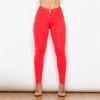 Shascullfites Women's Red Leggings Elastic Regular Waist Skinny Fit for Fitness Workout Tight Fitting Leggings for Ladies