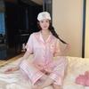 Summer ice silk pajamas women's short-sleeved trousers sweet age-reducing Korean version striped loungewear women's suit can be worn outside popular