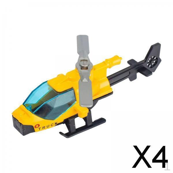 

4x Литой сплав Вертолет Орнамент для детей Взрослых Подарок на день рождения Игрушка-самолет желтый