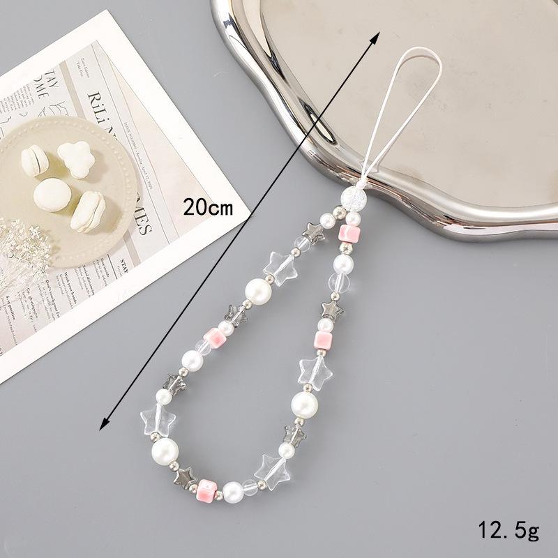 Stylish Pearl Bow Mobile Phone Lanyard with CCD Camera Pendant