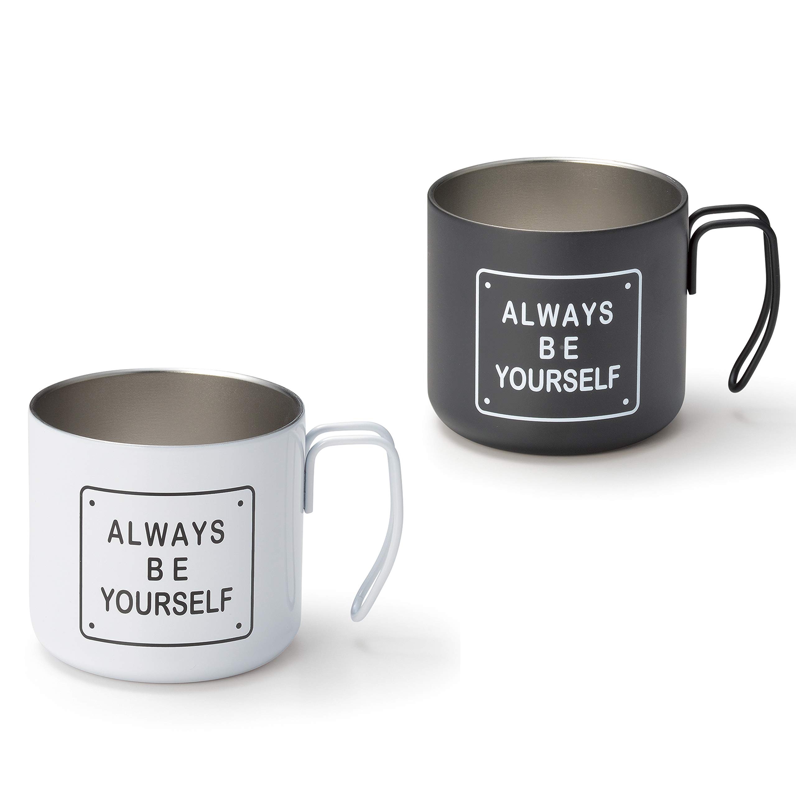 

Dolce duo Pair of Insulated Stainless Black and Outdoor Gift Set Mugs, Steel, 390ml, White, CA-1491,