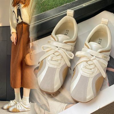 Lace-up Sports Forrest Gump Shoes Women's 2025 Autumn New Leather Fashion Niche Versatile Casual Moral Training Shoes Women