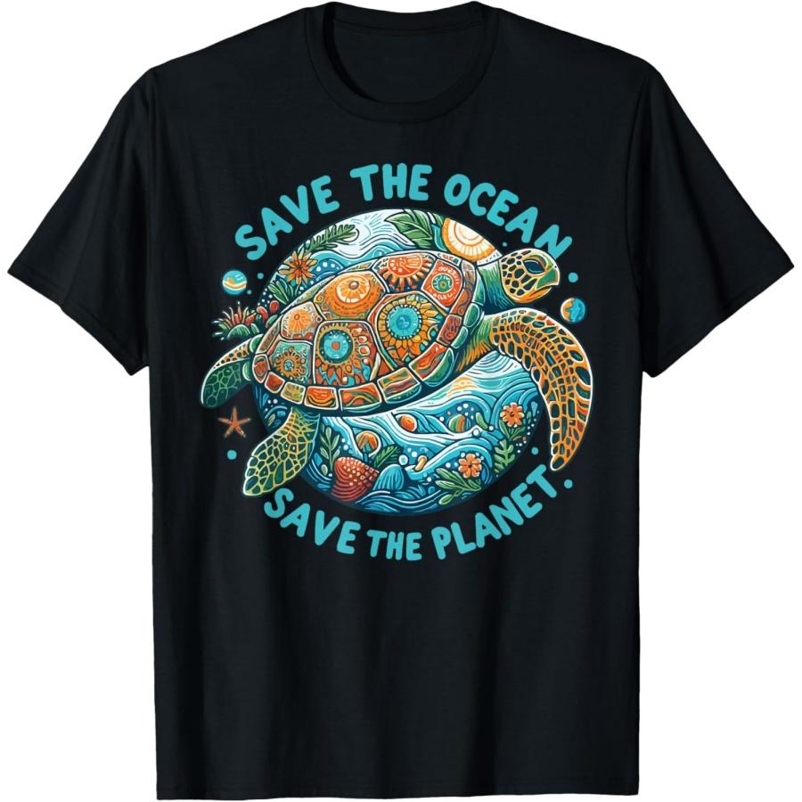 Save The Ocean Save The Planet Cute Sea Turtle T-Shirt XXXXXL чёрный