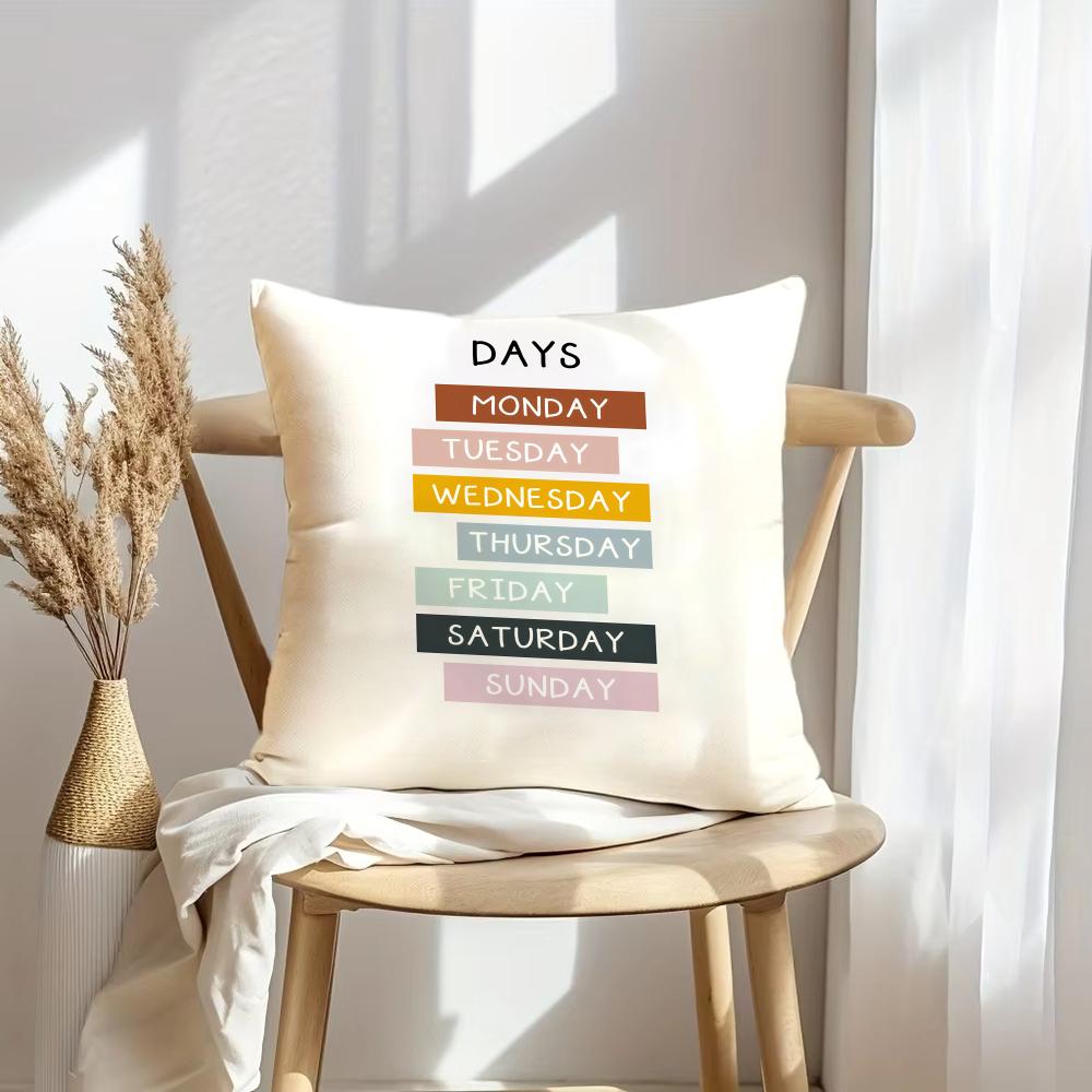 English Education Cushion Cover Soft Plush Throw Pillow Cover | Double-Sided Decorative Cushion Case | Sofa Bedroom Home Decor