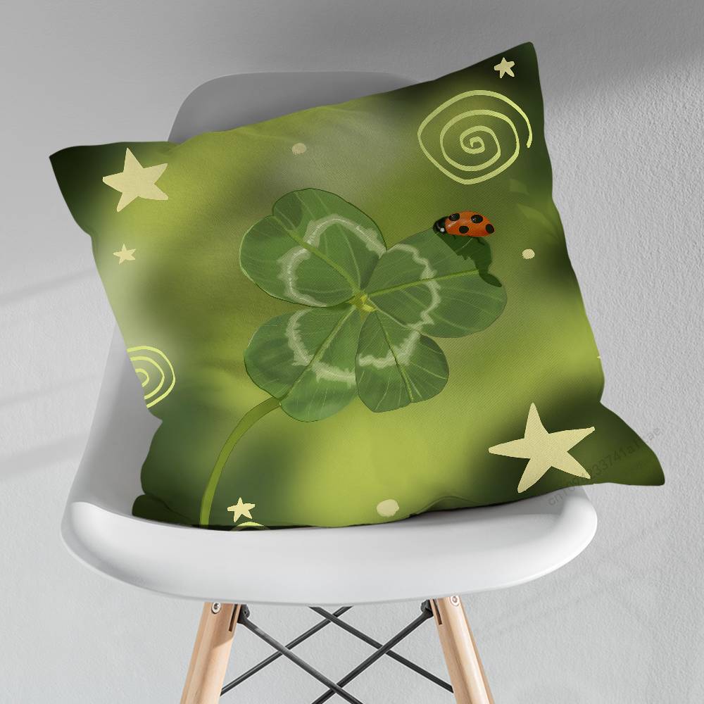 Glücksklee Kissenbezug für Wohnzimmer Sofa Kissenbezug Heimdeko Schlafzimmer Zimmer Bett Kissenbezug